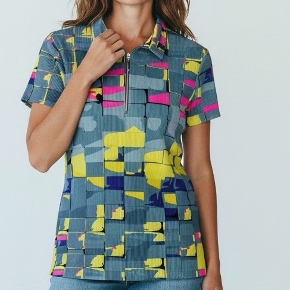 Jamie Sadock Golf Polo Shirt XL Bold Abstract Short Sleeve Performance Stretch